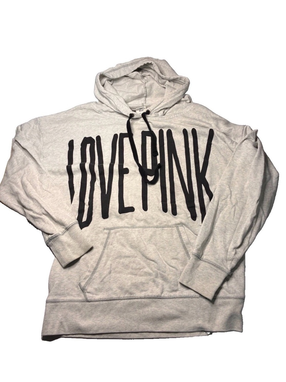 Victoria's Secret PINK Women Hoodie L Gray Logo Spellout Lightweight McBling